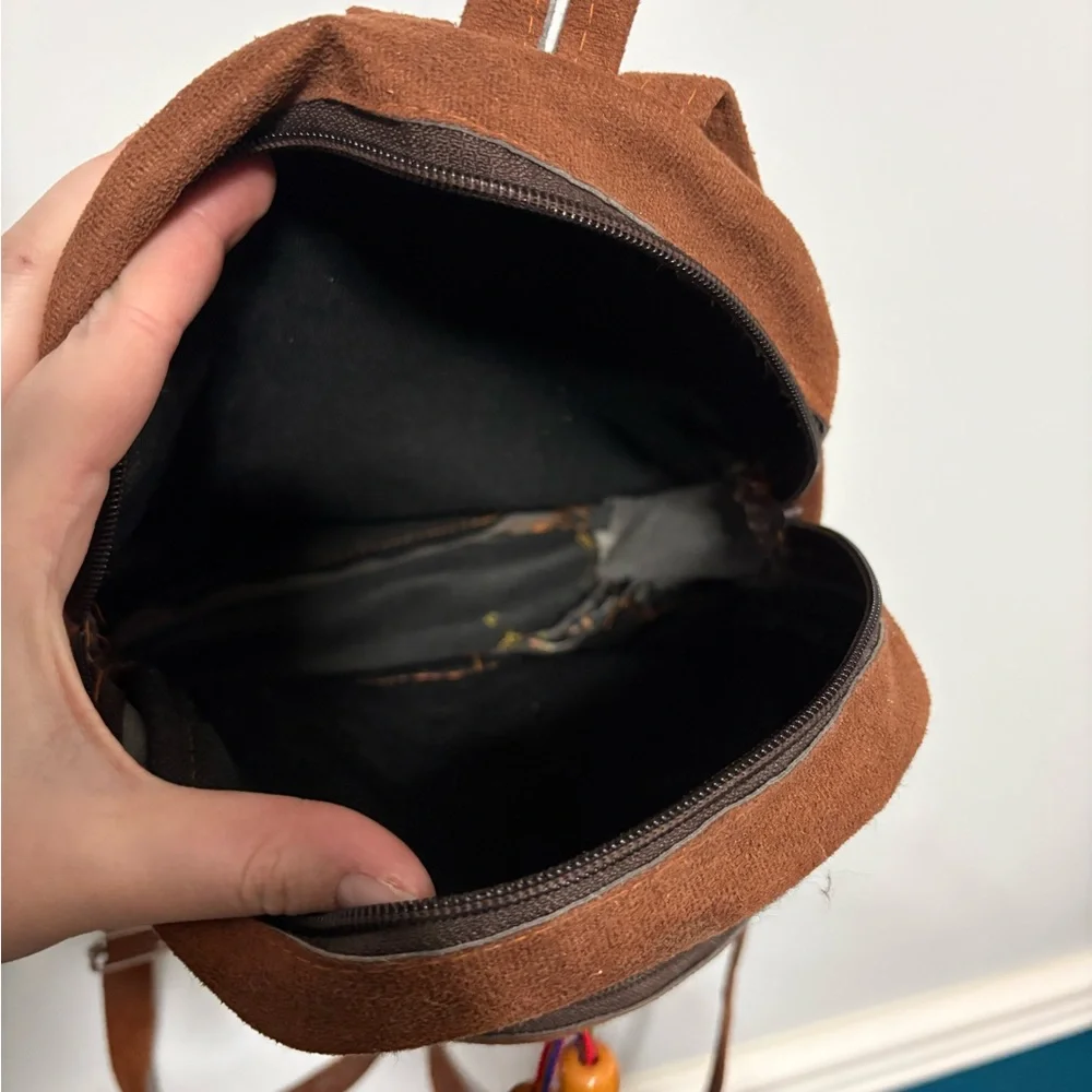 Brown Floral Embroidered Backpack - Picture 5 of 5